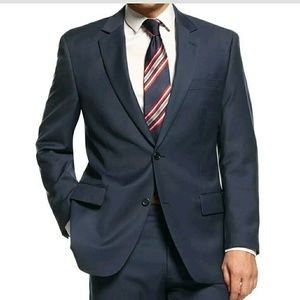 Michael Kors Mens Blue Solid Two Buttons Blazer.